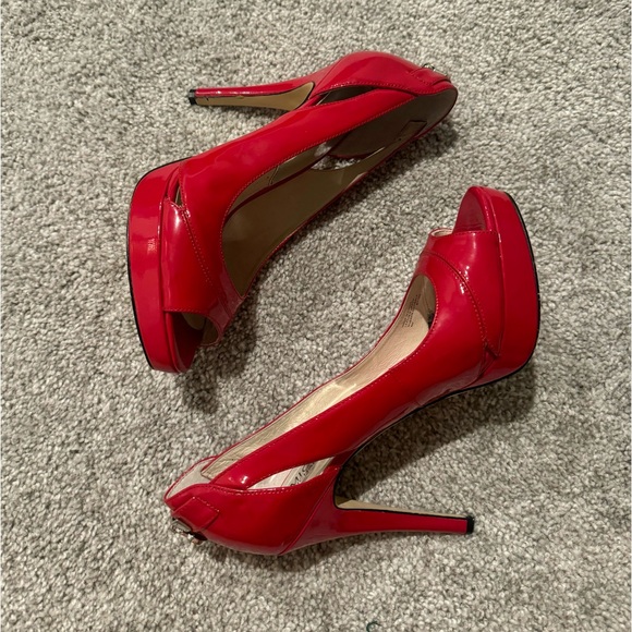 Michael Kors Red Open-Toes Pumps - Picture 5 of 7